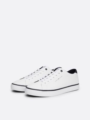 sneakers essential con cuciture in rilievo bianco da uomini tommy hilfiger