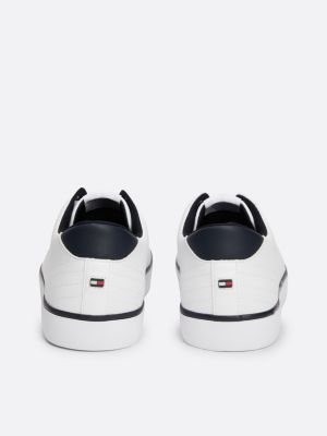 sneakers essential con cuciture in rilievo bianco da uomini tommy hilfiger