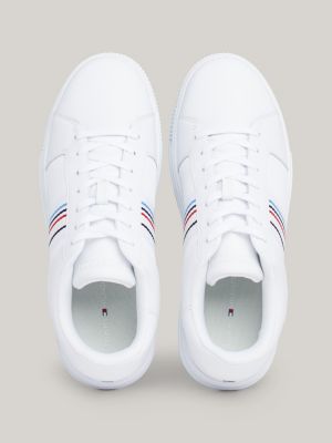 Leather Side Stripe Trainers White Tommy Hilfiger