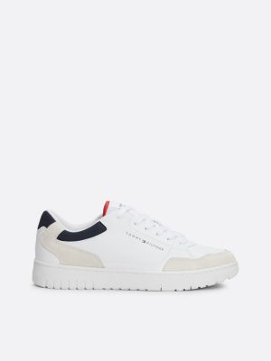 Tommy hilfiger essential leather sales icon logo sneaker in white