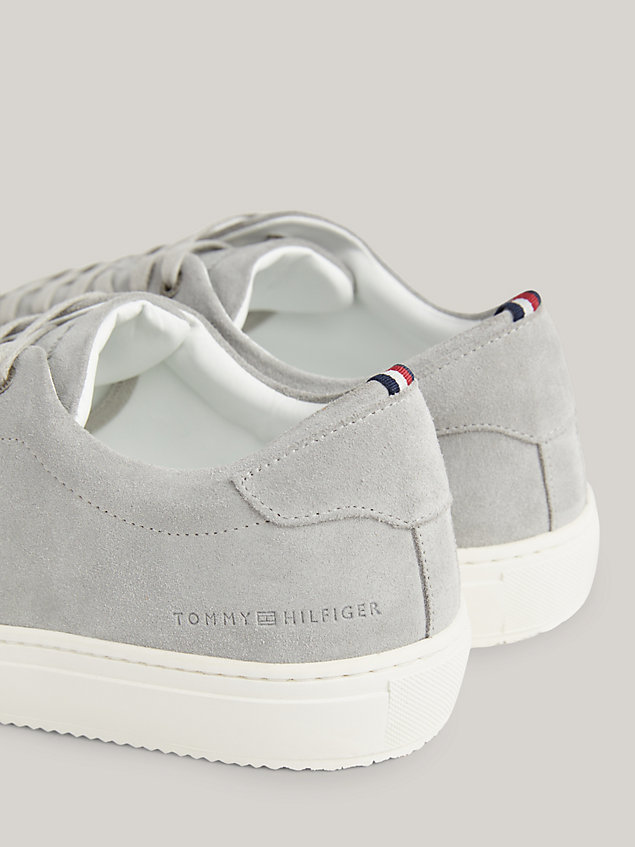 grey premium suede cupsole trainers for men tommy hilfiger
