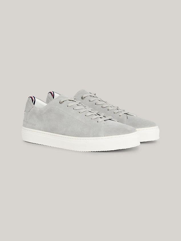 grey premium suede cupsole trainers for men tommy hilfiger