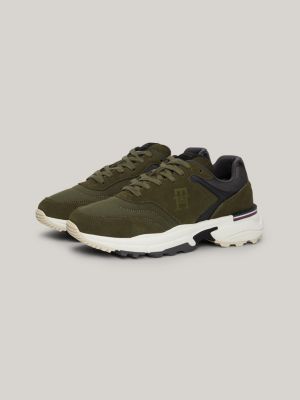 scarpe running sport in camoscio verde da uomini tommy hilfiger