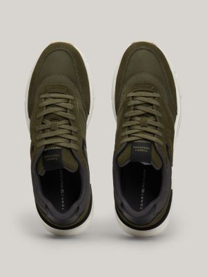 scarpe running sport in camoscio verde da uomini tommy hilfiger