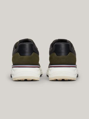 scarpe running sport in camoscio verde da uomini tommy hilfiger