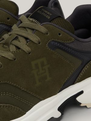 scarpe running sport in camoscio verde da uomini tommy hilfiger