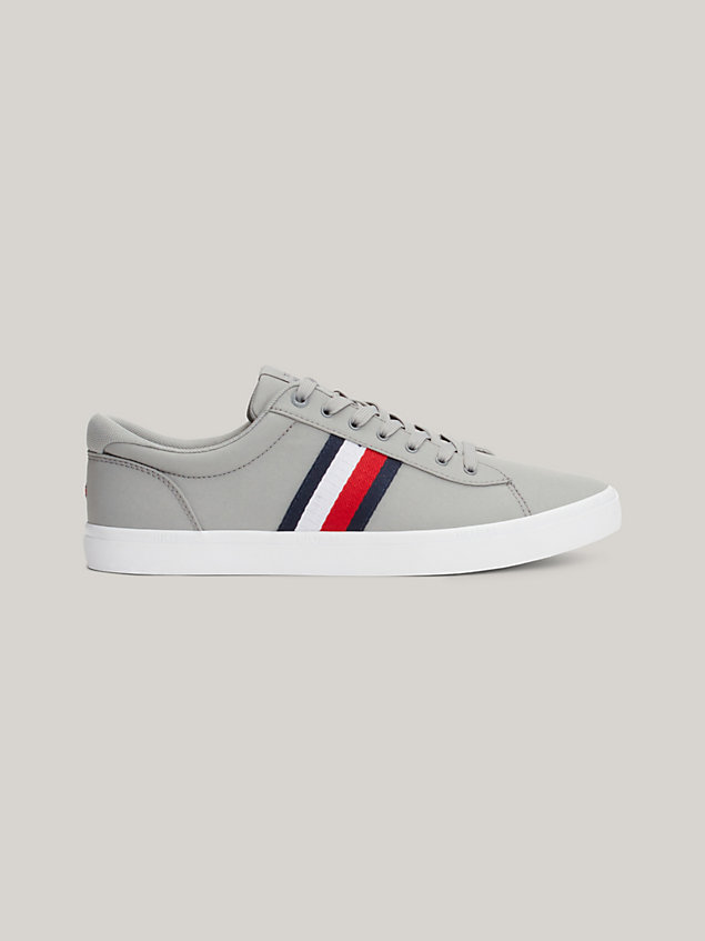 grey essential iconic signature tape trainers for men tommy hilfiger