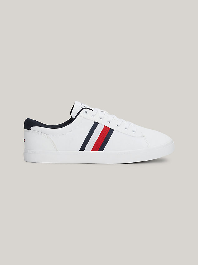 white essential iconic signature tape trainers for men tommy hilfiger