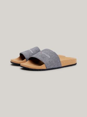 Linen Cork Pool Slides Blue Tommy Hilfiger