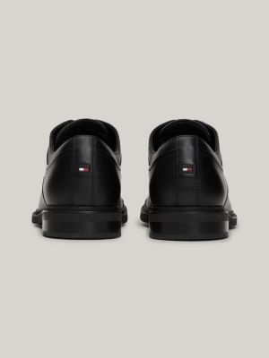 scarpe derby in pelle con suola flessibile nero da uomini tommy hilfiger