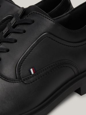 black flexible sole leather derby shoes for men tommy hilfiger