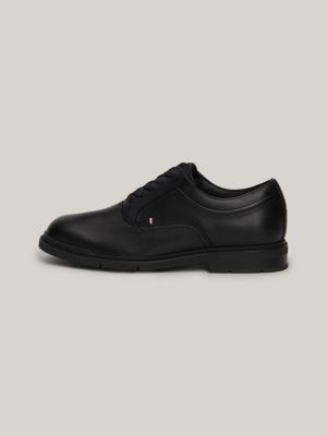 black flexible sole leather derby shoes for men tommy hilfiger