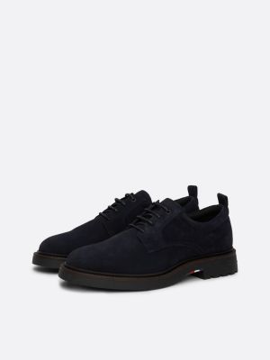 scarpe derby in camoscio blu da uomini tommy hilfiger