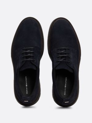 scarpe derby in camoscio blu da uomini tommy hilfiger