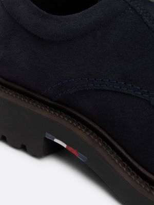 scarpe derby in camoscio blu da uomini tommy hilfiger