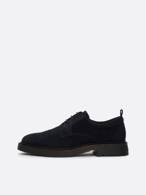 scarpe derby in camoscio blu da uomini tommy hilfiger