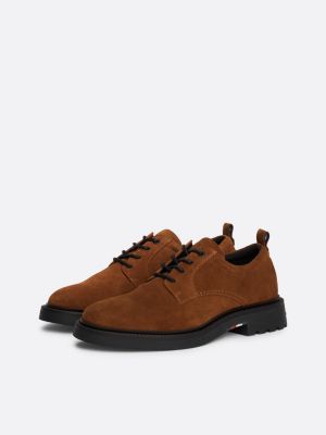 brown suede derby shoes for men tommy hilfiger