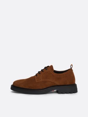 brown suede derby shoes for men tommy hilfiger