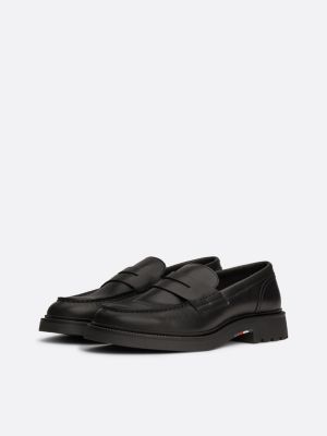 black lightweight leather loafers for men tommy hilfiger