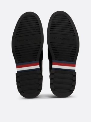 zwart lichtgewicht leren loafer voor heren - tommy hilfiger