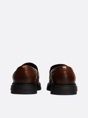 mocassins légers en cuir marron pour hommes tommy hilfiger