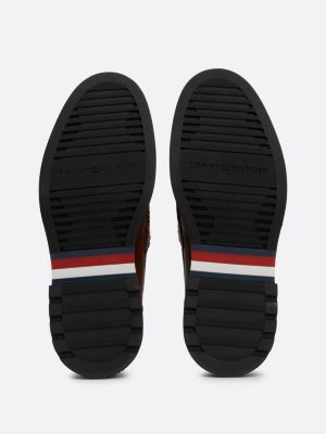 mocassini leggeri in pelle marrone da uomini tommy hilfiger