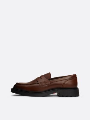 mocassins légers en cuir marron pour hommes tommy hilfiger