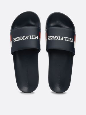 blue logo strap pool slides for men tommy hilfiger