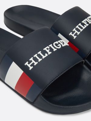 blue logo strap pool slides for men tommy hilfiger