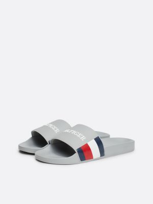 Logo Strap Pool Slides | Grey | Tommy Hilfiger