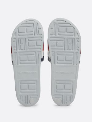 grey logo strap pool slides for men tommy hilfiger