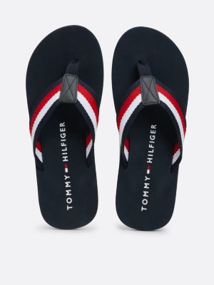 blue signature tape flip-flops for men tommy hilfiger