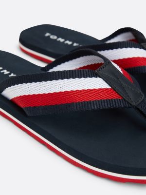 blue signature tape flip-flops for men tommy hilfiger