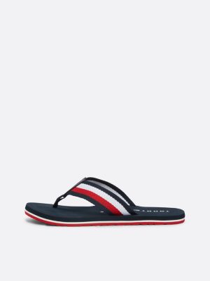 blue signature tape flip-flops for men tommy hilfiger