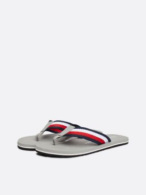 grey signature tape flip-flops for men tommy hilfiger