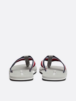 grey signature tape flip-flops for men tommy hilfiger