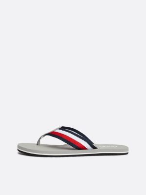 grey signature tape flip-flops for men tommy hilfiger