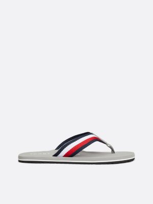 grey signature tape flip-flops for men tommy hilfiger