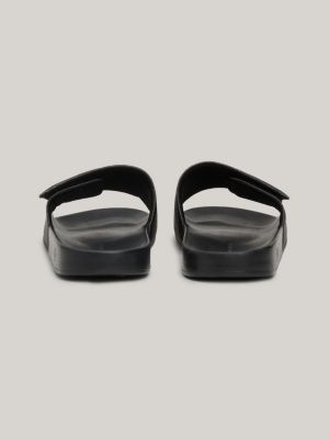Pebble Grain Strap Pool Slides | Black | Tommy Hilfiger