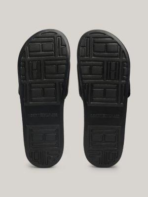 Pebble Grain Strap Pool Slides | Black | Tommy Hilfiger
