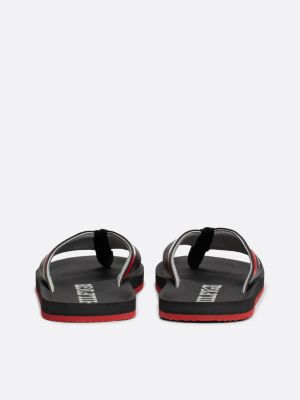 black logo strap flip-flops for men tommy hilfiger