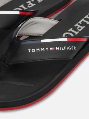 black logo strap flip-flops for men tommy hilfiger