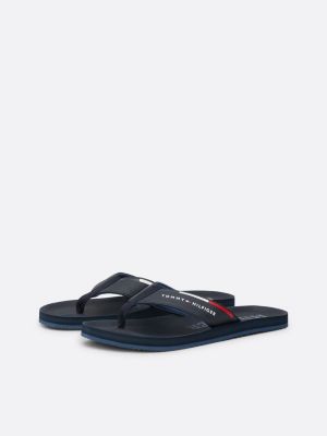 blue logo strap flip-flops for men tommy hilfiger