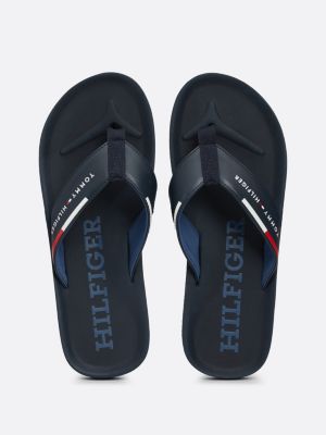 blue logo strap flip-flops for men tommy hilfiger