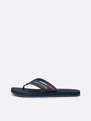 blue logo strap flip-flops for men tommy hilfiger