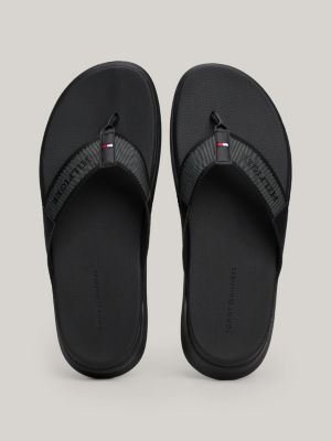 black logo strap flip-flops for men tommy hilfiger