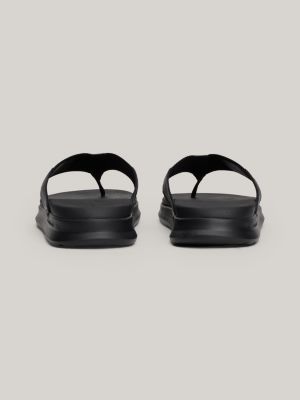 black logo strap flip-flops for men tommy hilfiger