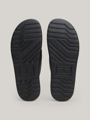 black logo strap flip-flops for men tommy hilfiger