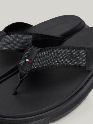 black logo strap flip-flops for men tommy hilfiger