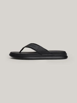 black logo strap flip-flops for men tommy hilfiger